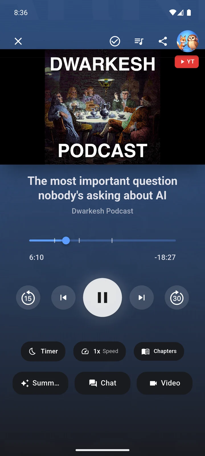Podcast audio player controls in The Podcast App