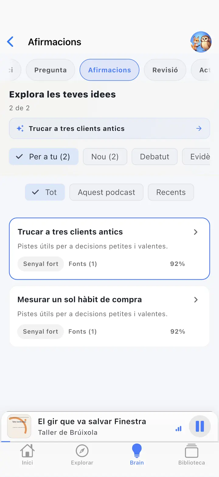 AI Cervell — The Podcast App, s'executa en aquest idioma.