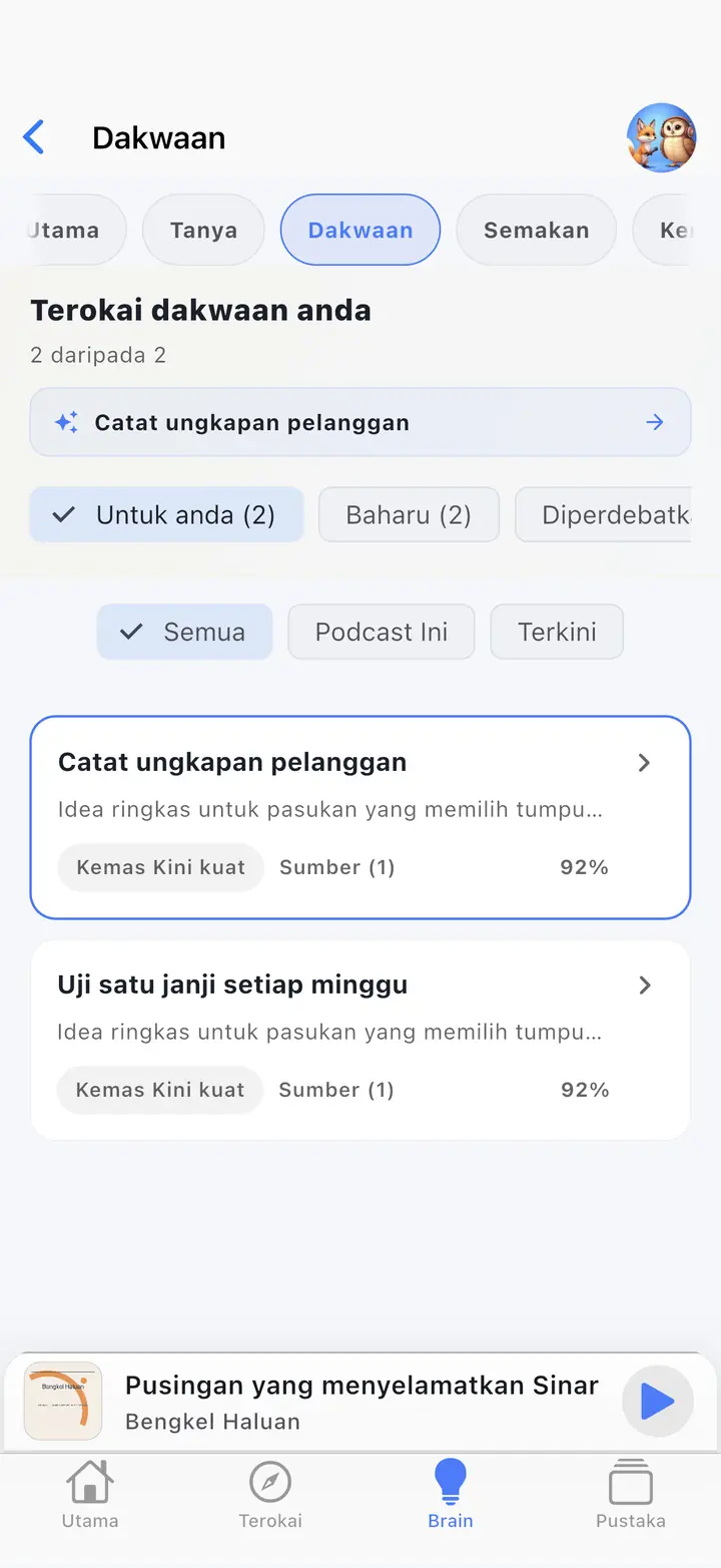 Otak AI — The Podcast App, berjalan dalam bahasa ini.