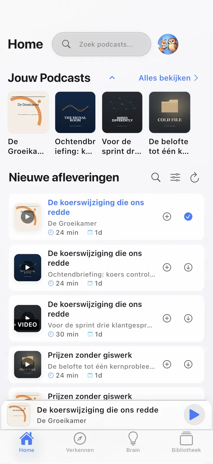 Thuis — The Podcast App, uitgevoerd in deze taal.