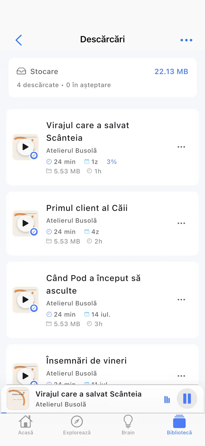 Descărcări — The Podcast App, rulează în această limbă.