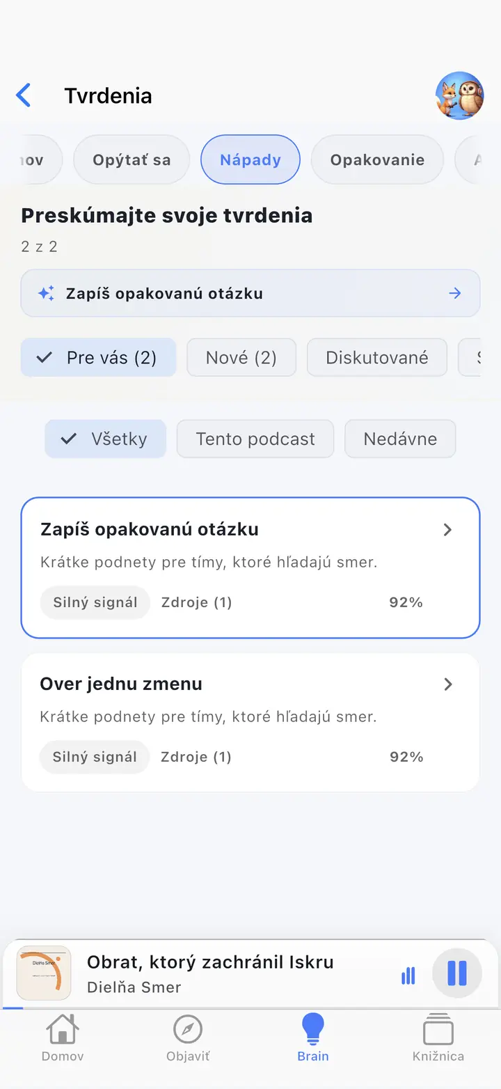 AI mozog — The Podcast App, spustený v tomto jazyku.