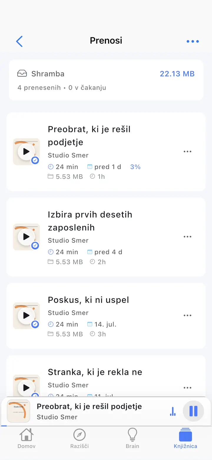 Prenosi — The Podcast App, deluje v tem jeziku.