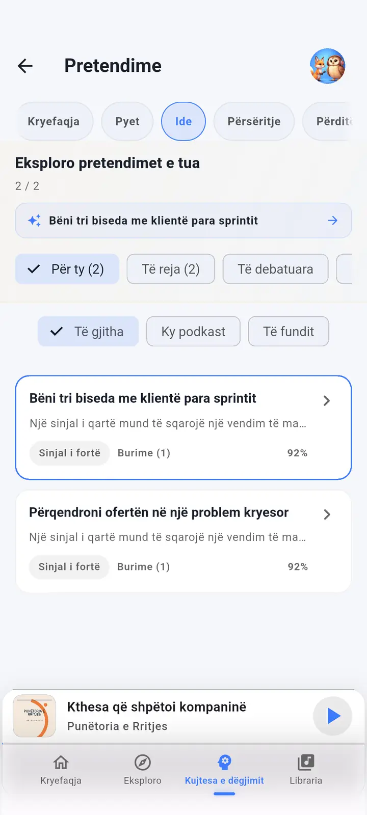 Truri i AI — The Podcast App, që funksionon në këtë gjuhë.