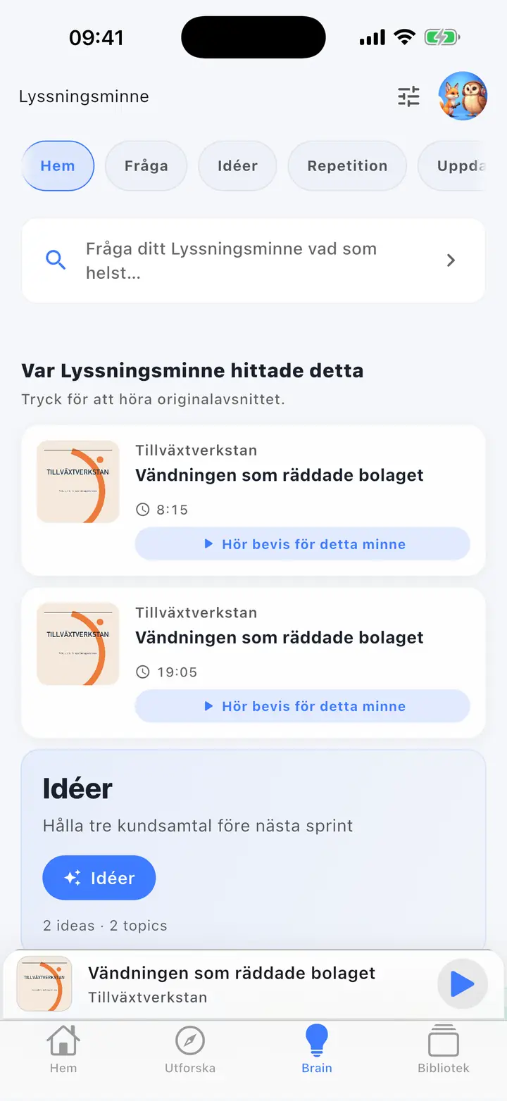 AI hjärna — The Podcast App, körs på detta språk.