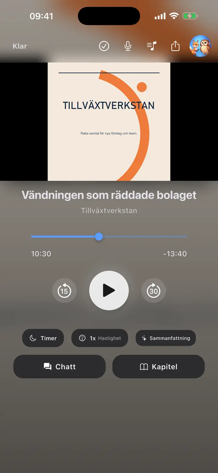 Spelare — The Podcast App, körs på detta språk.