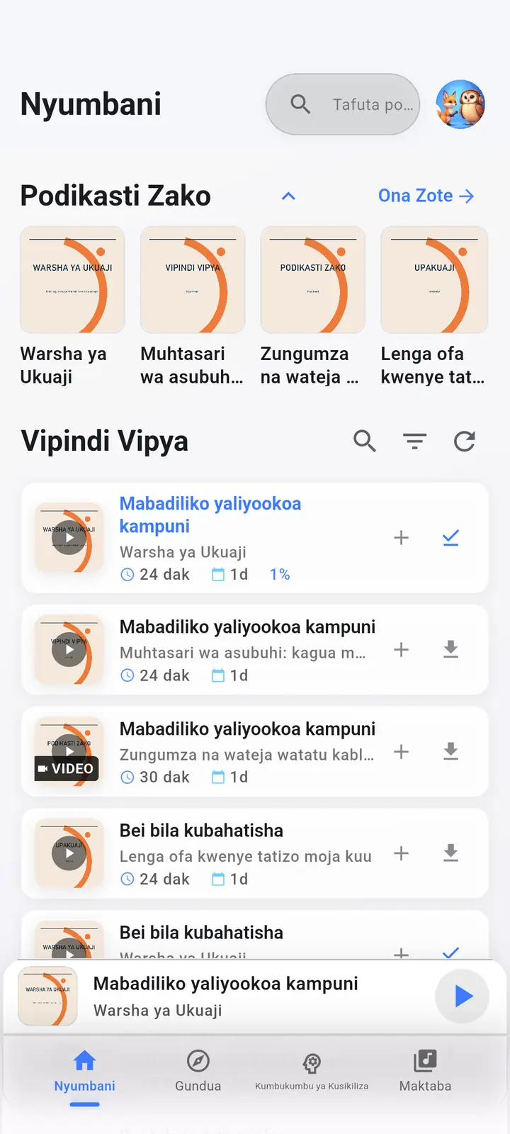 Nyumbani — The Podcast App, inayoendeshwa kwa lugha hii.
