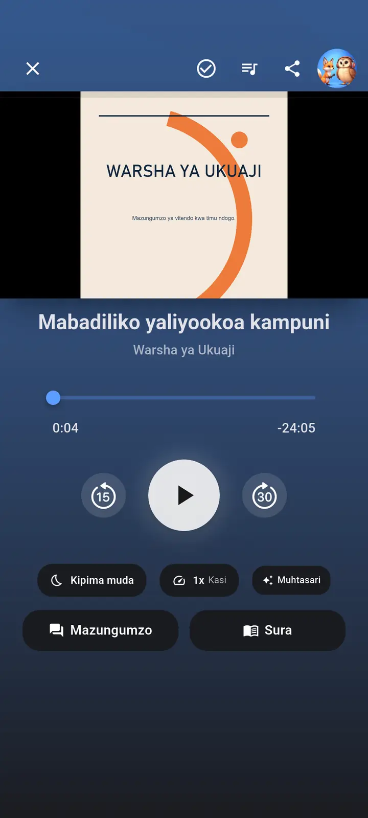 Mchezaji — The Podcast App, inayoendeshwa kwa lugha hii.