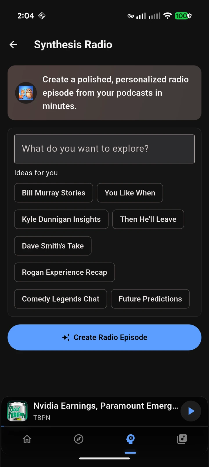 Synthesis Radio creador de temes a The Podcast App