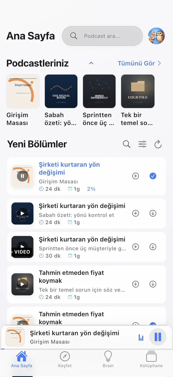 Ev — The Podcast App, bu dilde çalışıyor.