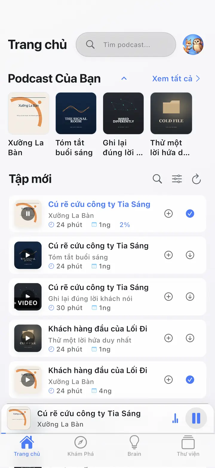 Trang chủ — The Podcast App, chạy bằng ngôn ngữ này.